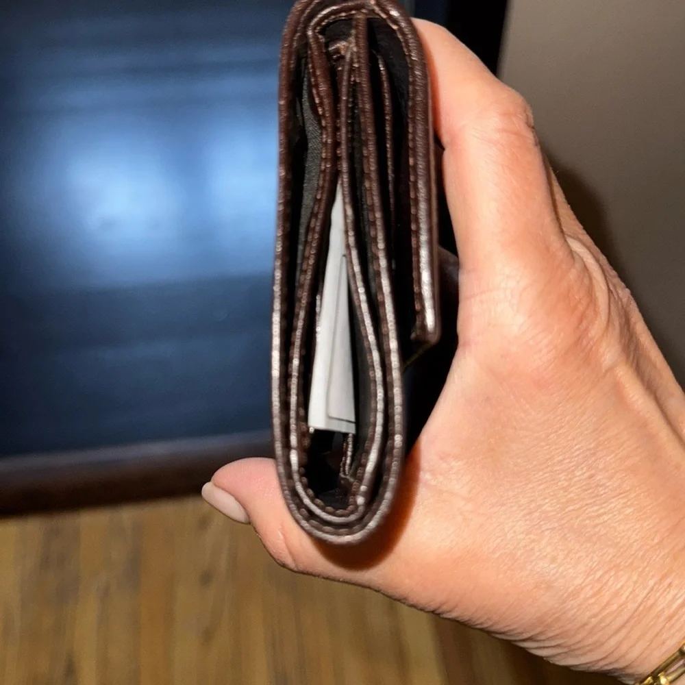 Fendi Logo Flawless Pattern Fold Over Wallet in Brown and Tan - Picture 4 of 8